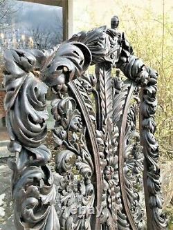 Very Large Pair Of Armchairs With Medieval Coat Of Arms 19th Century