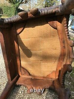 Very Large Pair Of Armchairs With Medieval Coat Of Arms 19th Century