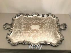 Very Large Silver Metal Tray At The End Of The 19th Century