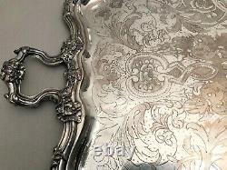 Very Large Silver Metal Tray At The End Of The 19th Century