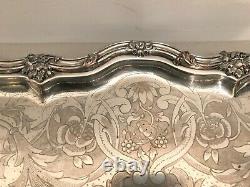 Very Large Silver Metal Tray At The End Of The 19th Century