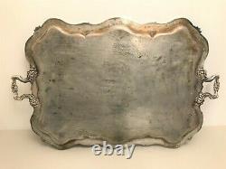 Very Large Silver Metal Tray At The End Of The 19th Century