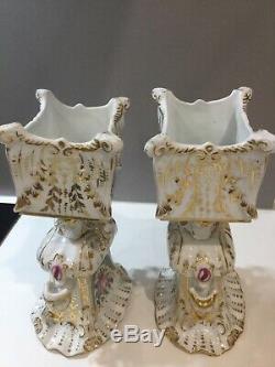 Very Nice Pair Of Vases In Porcelain Paris XIX Napoleon Empire Era