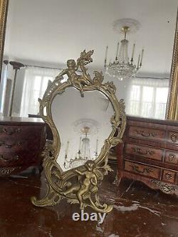 Very Pretty Ancient Mirror In Golden Bronze, Epoque Napoleon Iii, Xixth Century