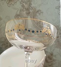 Very RARE Baccarat Crystal Champagne Cup with Gilded Enamel Decoration, 19th Century