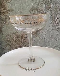 Very RARE Champagne Glass Crystal Baccarat Gilded Enamel Decor 19th Century