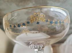 Very RARE Champagne Glass Crystal Baccarat Gilded Enamel Decor 19th Century