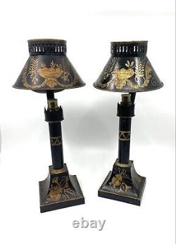 Very Rare Pair Of Metal Lamps Epoch Empire 19th Century Circa 1800