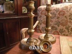 Very beautiful pair of bronze candlesticks, Empire period early 19th century