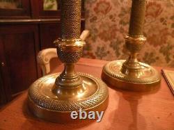 Very beautiful pair of bronze candlesticks, Empire period early 19th century