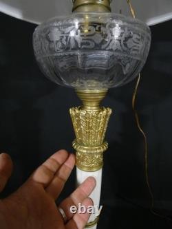 Very large Louis XVI style lamp in marble and bronze, 19th century