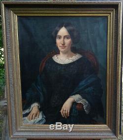 Victor Favier Female Portrait Vintage Louis Philippe Hst Nineteenth Century