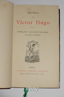 Victor Hugo's Hernani in Antique Binding, Signed by David, Lemerre, Paris, 1876
