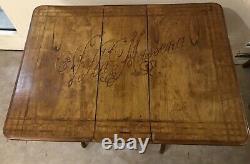 Villa Massena Napoleon III Drop-leaf Table in Walnut with Marquetry 19th Century