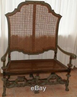 Vintage Armchair Sofa Bench Caned Walnut Period Nineteenth Century