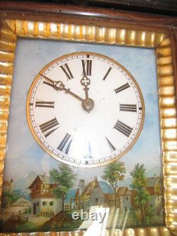 Wall Clock With Glass Painting In Time Nineteenth