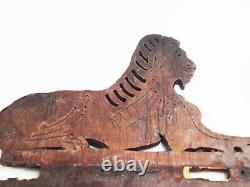 Wall Curiosity In Wood Finely Openwork Era XIX Th Century Lion Swan Angel