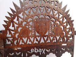 Wall Curiosity In Wood Finely Openwork Era XIX Th Century Lion Swan Angel