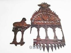 Wall Curiosity In Wood Finely Openwork Era XIX Th Century Lion Swan Angel