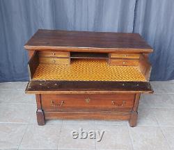 Walnut Restoration Period Cross Secretary Chest