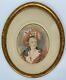Watercolor Young Girl Xix Eme In Costume D Epoque Frame Oval Dore C3506