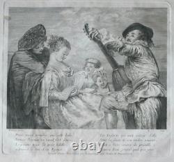 Watteau To prove to us that this beautiful. Engraving by Surugue, 18th century