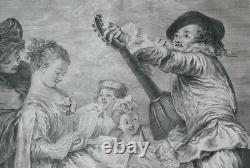 Watteau To prove to us that this beautiful. Engraving by Surugue, 18th century