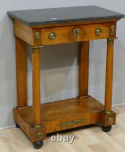 Width 62cm! Petite Console Empire In Noyer And Bronze, Era Xixth