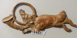 Wild Boar with Hunting Horn, Hunting Sculpture in Terracotta, 19th Century