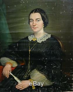 Winsch Woman Portrait Epoque Second Empire Oil On Canvas Xixth Century