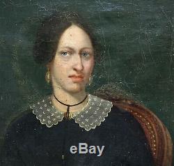 Woman Portrait Epoque Louis Philippe Oil On Canvas Xixth Century