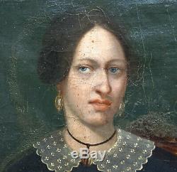 Woman Portrait Epoque Louis Philippe Oil On Canvas Xixth Century