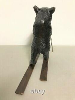 Wood Bears Carved Black Forest Skier Era 19th Century