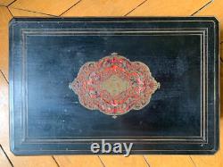 Wooden box, signed TAHAN, brass inlays, 19th century, Napoleon III