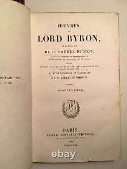 Works of Lord Byron. Ed. Furnes 1836. Period full-grain glazed calf binding.