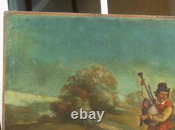 180.578.5 cm, grand tableau le repas dansant champêtre, époque XIX ème siècle