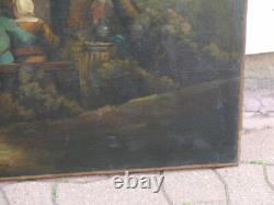 180.578.5 cm, grand tableau le repas dansant champêtre, époque XIX ème siècle