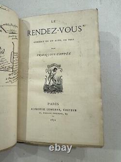 1872 François Coppée le rendez vous théâtre dessin encre d'époque de la scène