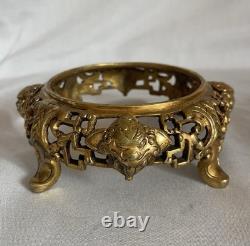 2 Socles en bronze doré, monture pour vase, Lampe sculpture Epoque XIXème Asie