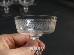 6 Coupes à Champagne En Cristal Gravé, époque XIX ème Siècle