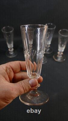 6 Flûtes à Champagne En Cristal Taillé époque XIX ème Siècle