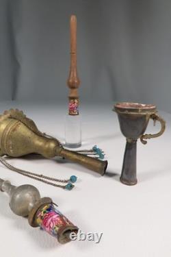 ANCIEN ENSEMBLE DE 2 FOYERS ET 2 EMBOUTS DE NARGUILE ORIENT QAJAR EPOQUE XIX ème