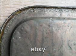 ANCIEN GRAND PLATEAU en CUIVRE Gravé Fleurs EPOQUE EMPIRE XIXème Palmettes