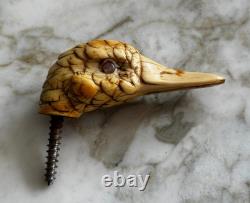 ANCIEN POMMEAU DE CANNE TÊTE DE CANARD ÉPOQUE XIXème ANTIQUE DUCK WALKING STICK