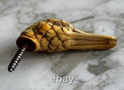 ANCIEN POMMEAU DE CANNE TÊTE DE CANARD ÉPOQUE XIXème ANTIQUE DUCK WALKING STICK