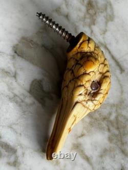 ANCIEN POMMEAU DE CANNE TÊTE DE CANARD ÉPOQUE XIXème ANTIQUE DUCK WALKING STICK