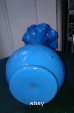 ANCIEN VASE EN OPALINE BLEU ETOILE XIXème EPOQUE NAPOLEON III