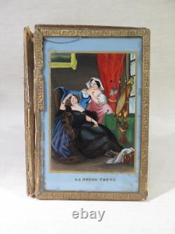 ANCIENNE BOITE LIVRE DORE FIXE SOUS VERRE EPOQUE CHARLES X FEMMES XIX ème