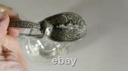 Aiguière En Cristal Gravé Et Monture Filigrané En Métal Argenté, époque XIX ème