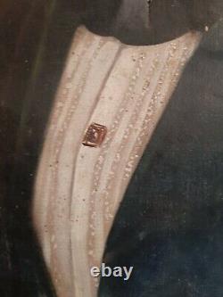 Ancien Beau Tableau HST Portrait Homme Bourgeois XIXème époque restauration